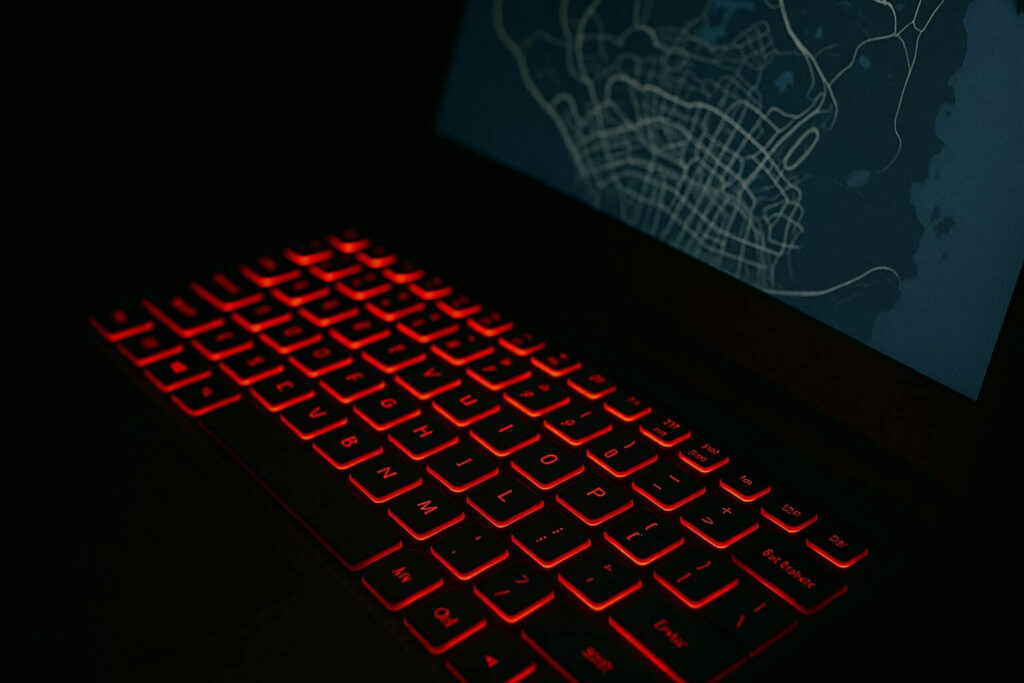 Acer Nitro 5 gaming laptop keyboard and screen close up.