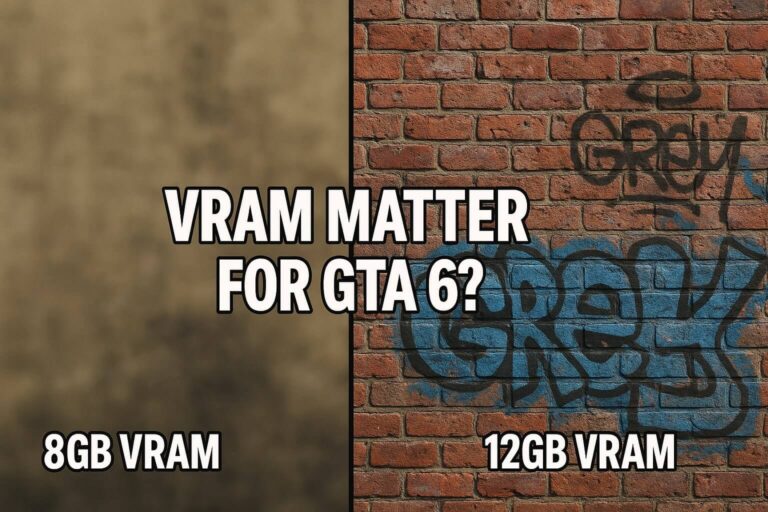 Comparison of texture quality between 8GB and 12GB VRAM graphics cards.