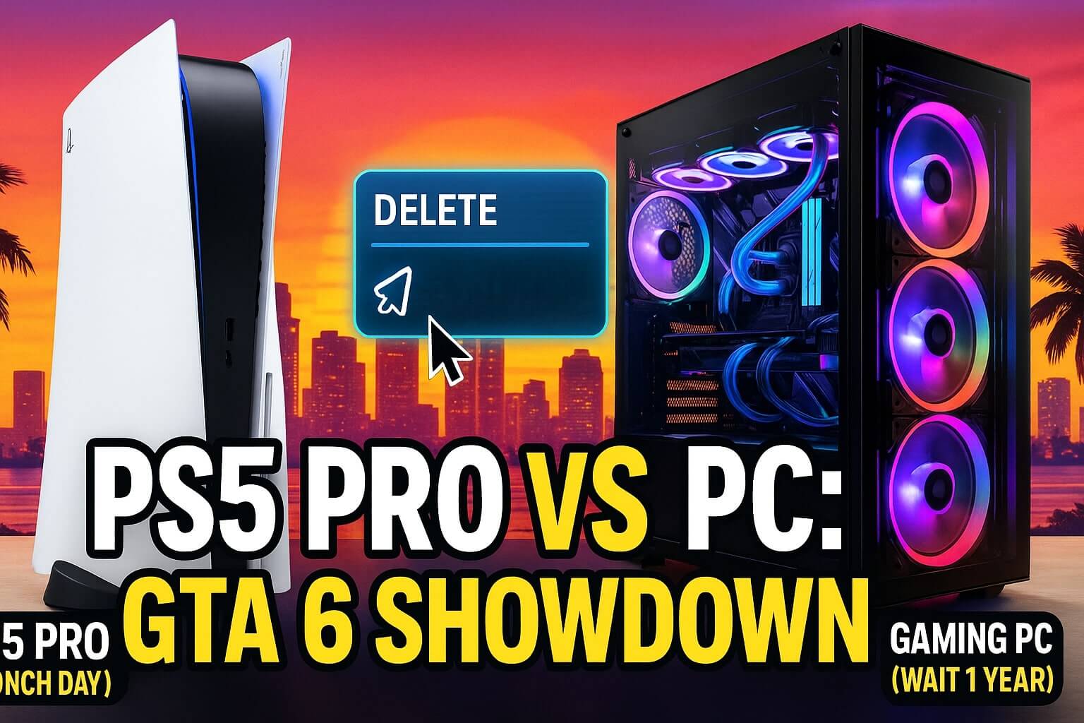 PS5 Pro vs PC GTA 6 comparison thumbnail showing release date differences.