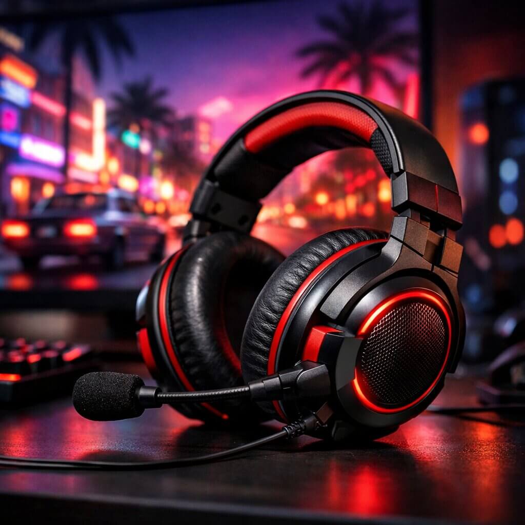 A premium gaming headset representing the best headset for GTA 6 3D audio