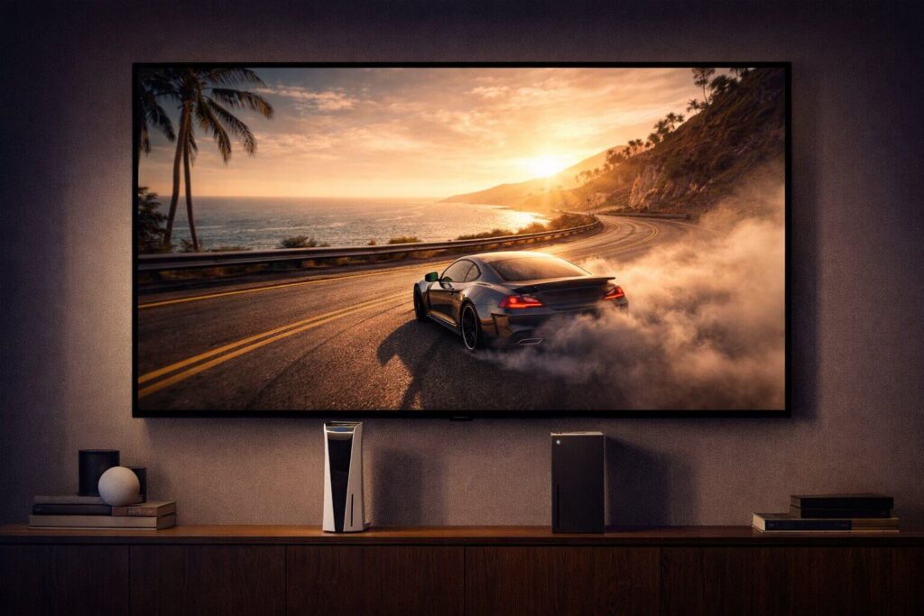 Next-generation consoles paired with a 120Hz TV for smooth GTA 6 gameplay