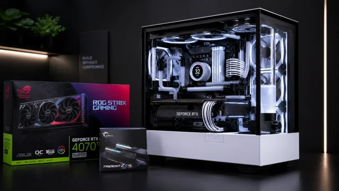 Premium $1500 mid-range GTA 6 PC build featuring NVIDIA GeForce RTX 4070 Super and AMD Ryzen 5 7600X for 1440p gaming