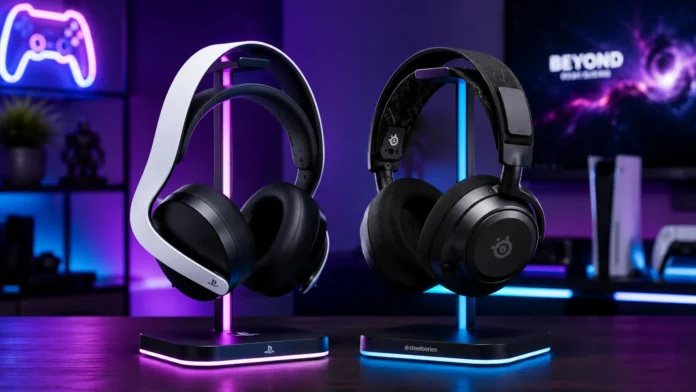 Best headset for GTA 6 PS5 audio comparison showing Sony Pulse Elite and SteelSeries Arctis Nova 7P